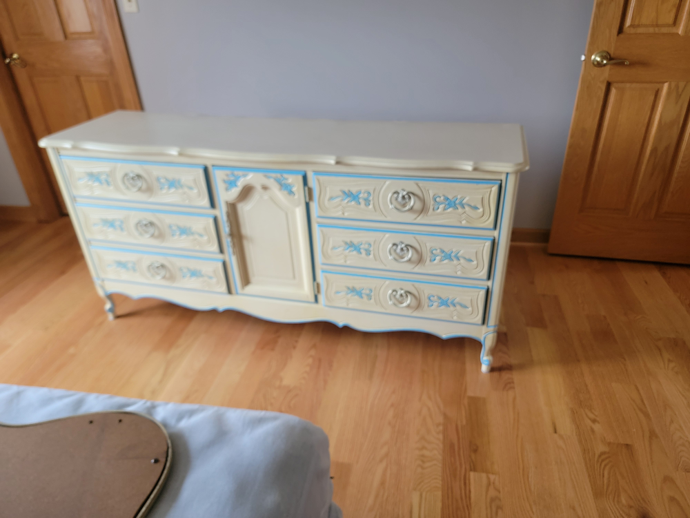 MCM dresser with mirror and head board - photo 4