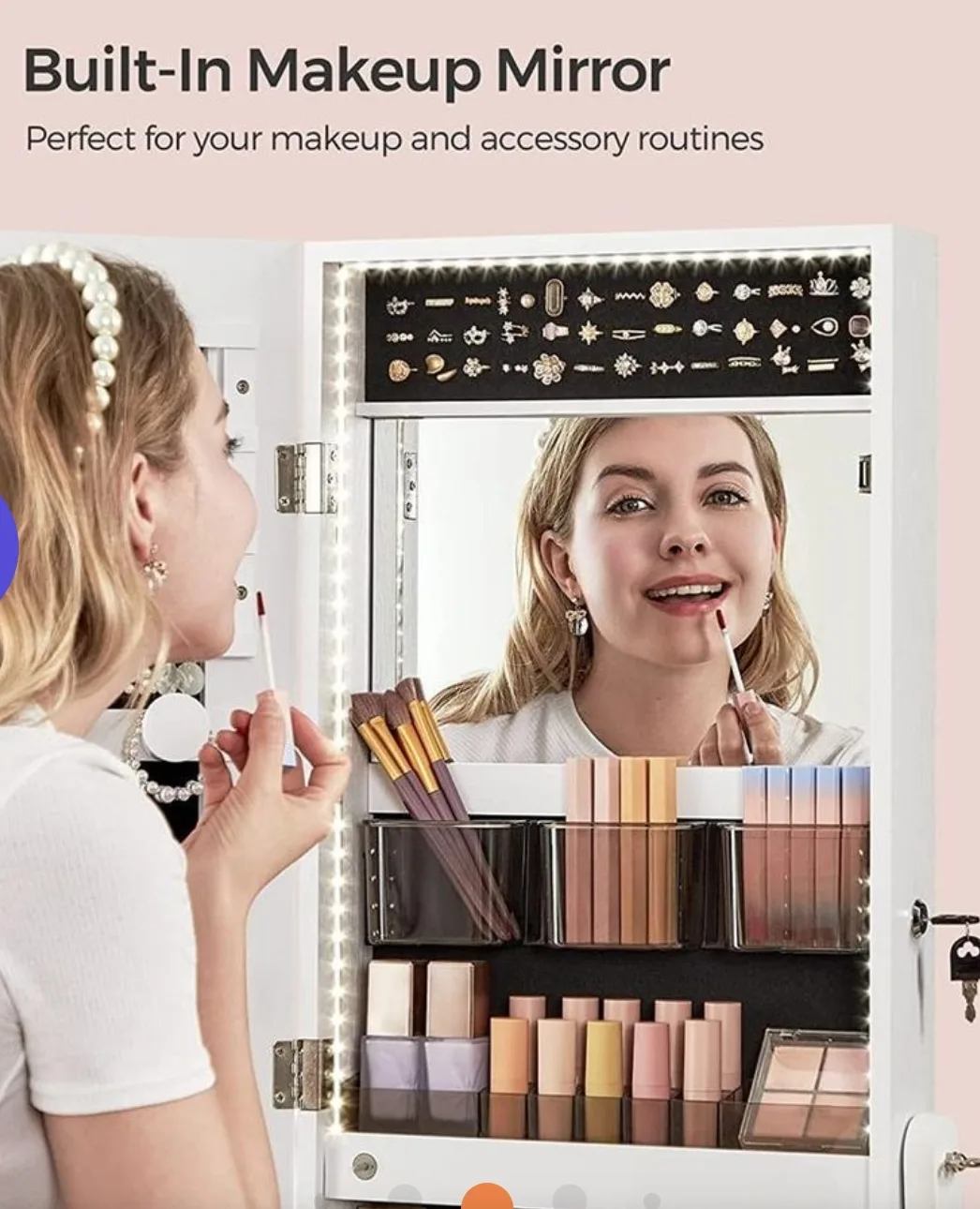 SONGMICS Full-Length Mirror with Jewelry Cabinet image indicator(3)