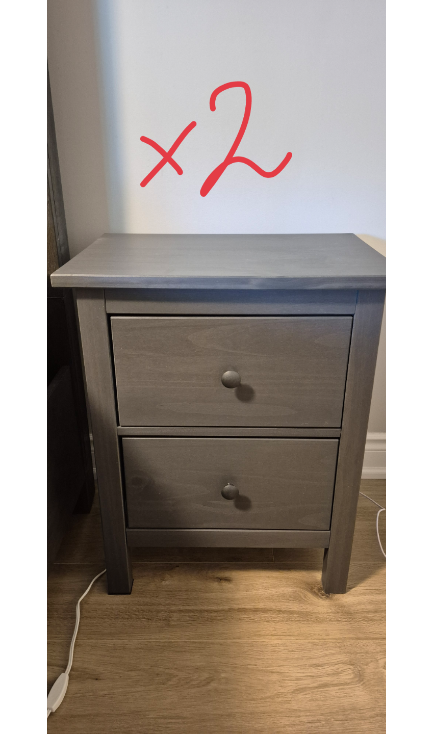 IKEA HEMNES Two-Drawer Nightstand - Grey (2 Sets)