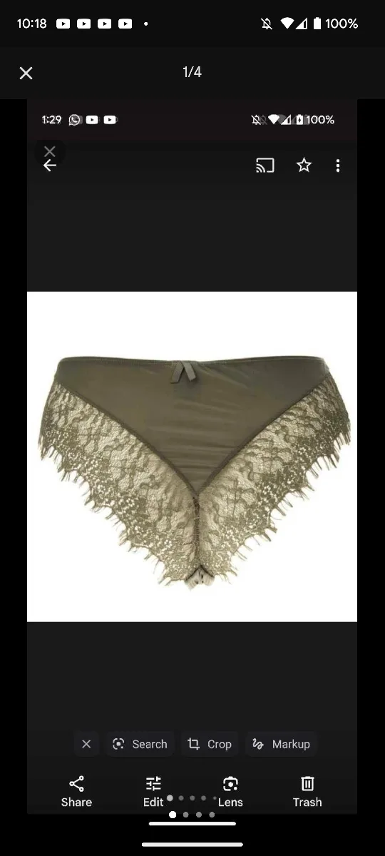 Ladies olive green lace underwear (XS, new with tags)