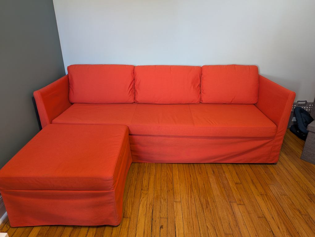 Like New IKEA Corner Sofa Bed in Eye-Catching Red Orange!