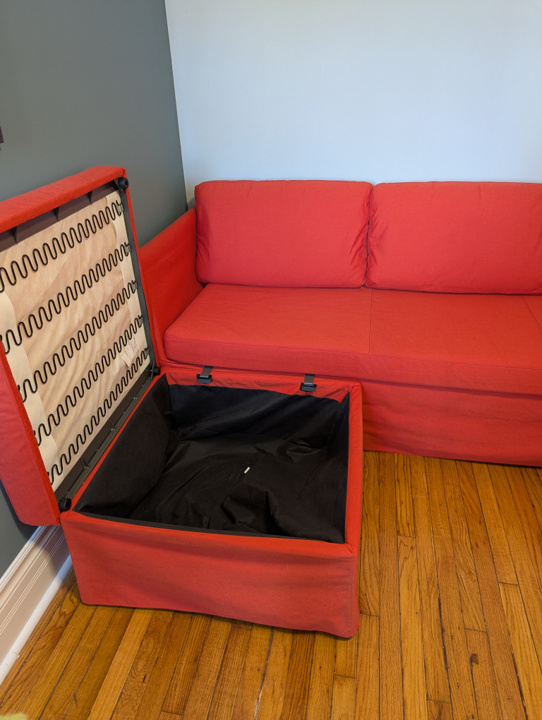 Like New IKEA Corner Sofa Bed in Eye-Catching Red Orange! - photo 3