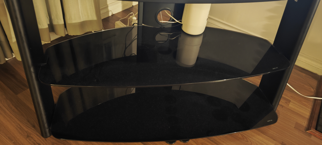 Black Glass TV Stand with 2 Shelves - photo 4