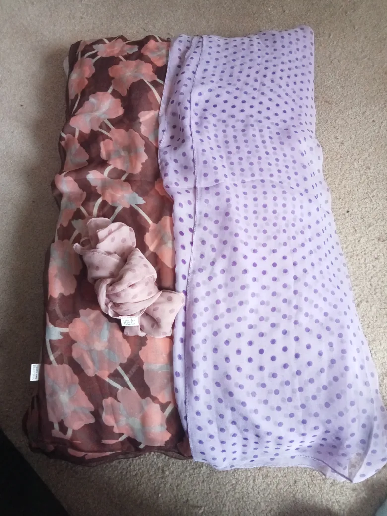 💚 Three Women's Scarves - Floral and Polka Dot image indicator(3)