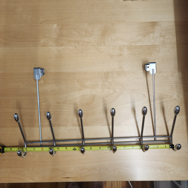 Over the Door Hook Rack, 6 Hooks, Chrome