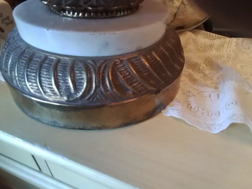 Beautiful Vintage Bohemian glass lamp with marble base image indicator(9)