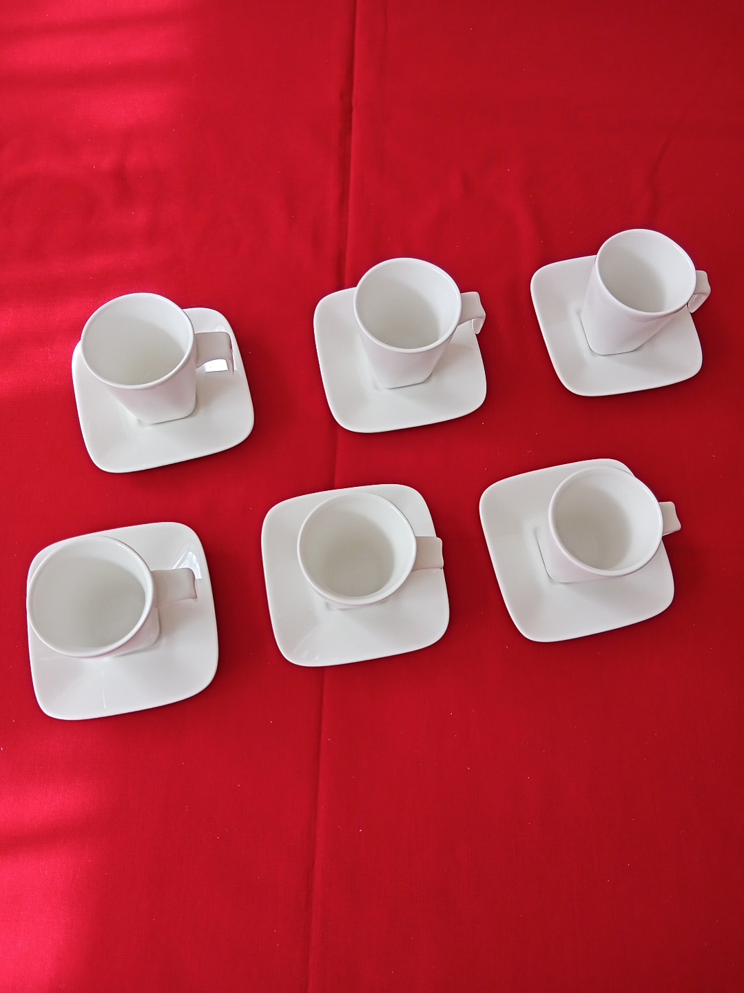 Six White Espresso Cups and Saucers - photo 4
