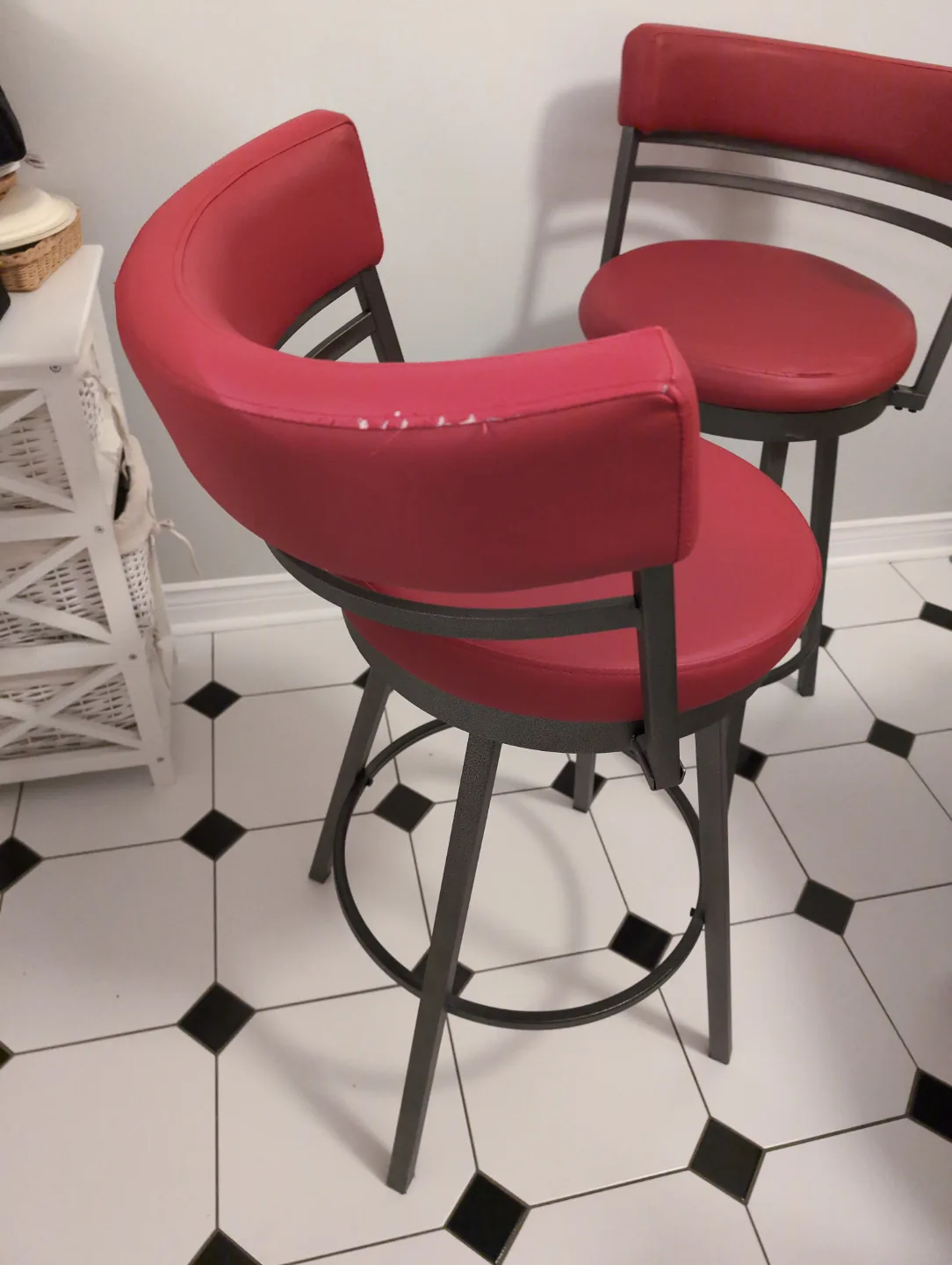 Pair of Red Swivel Bar Stools image indicator(2)