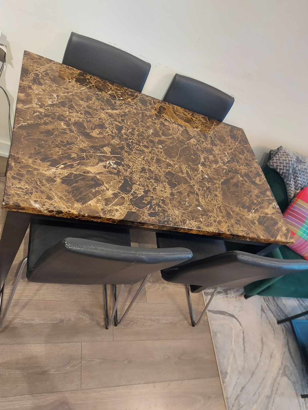 Dining table set with four chairs