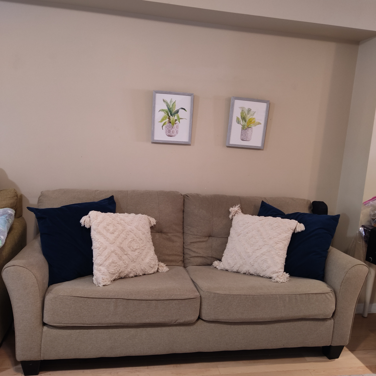 Beige Loveseat/Sofa - Three Seaters
