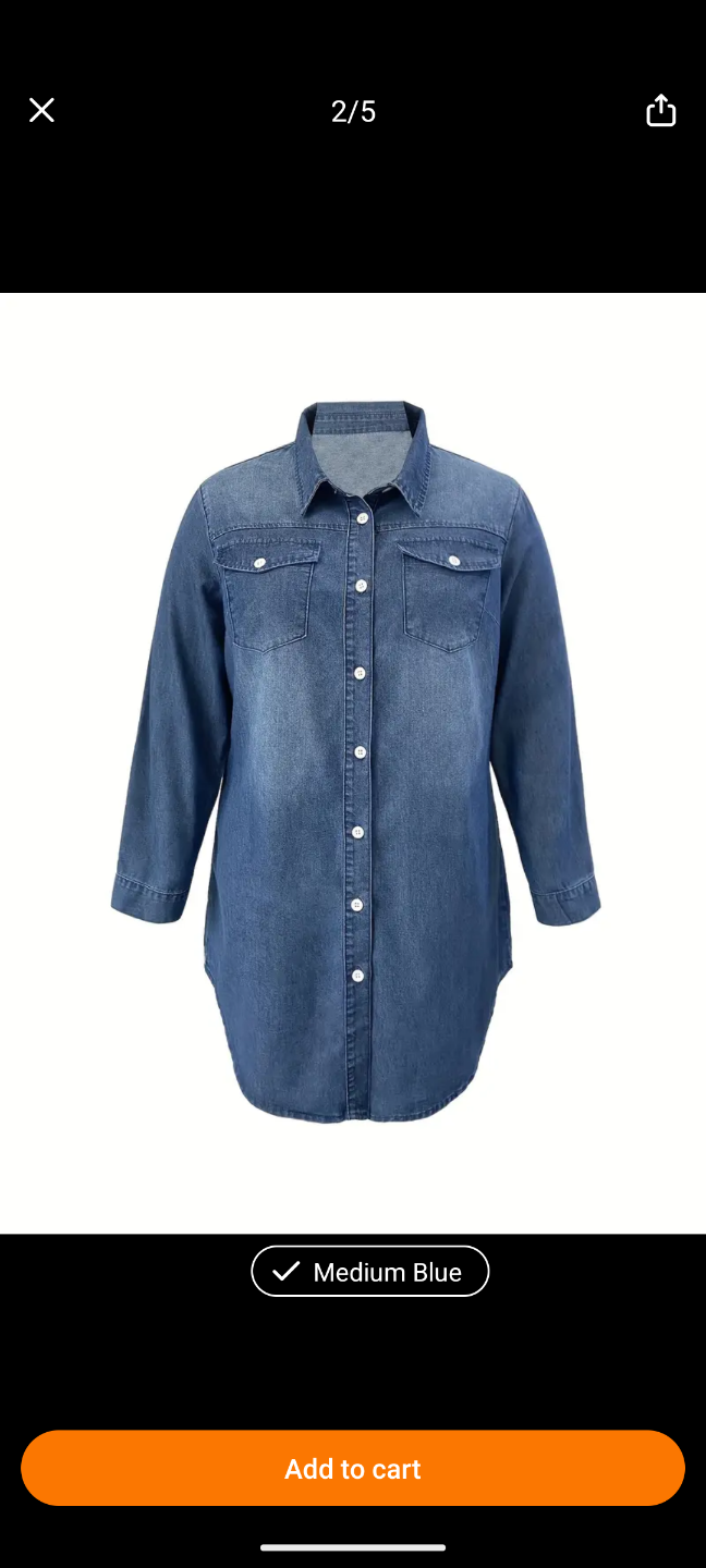 Women's Denim Shirt Dress - Medium Blue - photo 2
