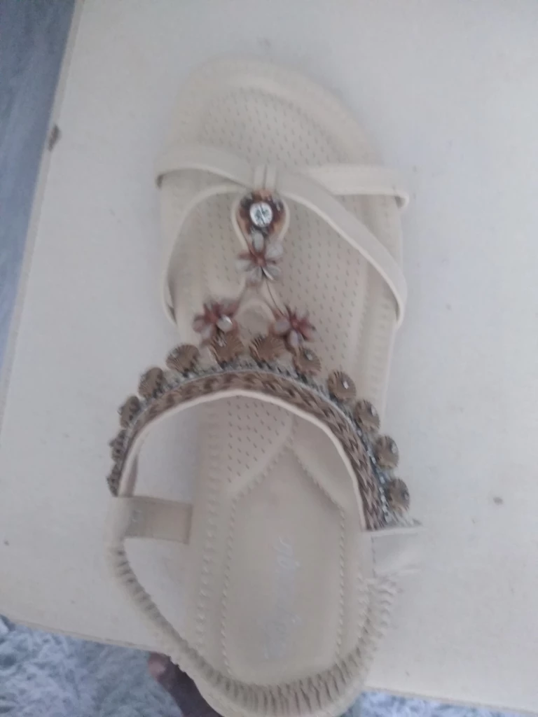 Beige embellished sandals