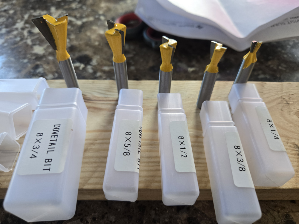 Set of 6 Dovetail Router Bits