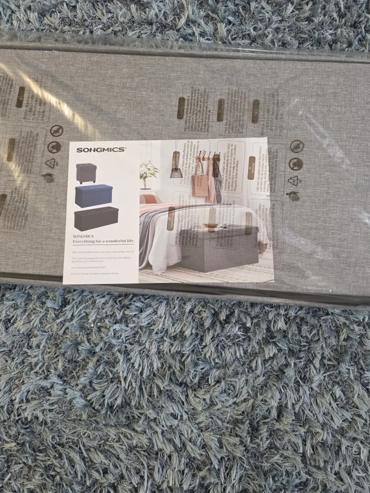 SONGMICS 110cm Folding Storage Ottoman Bench - Light Gray image indicator(7)