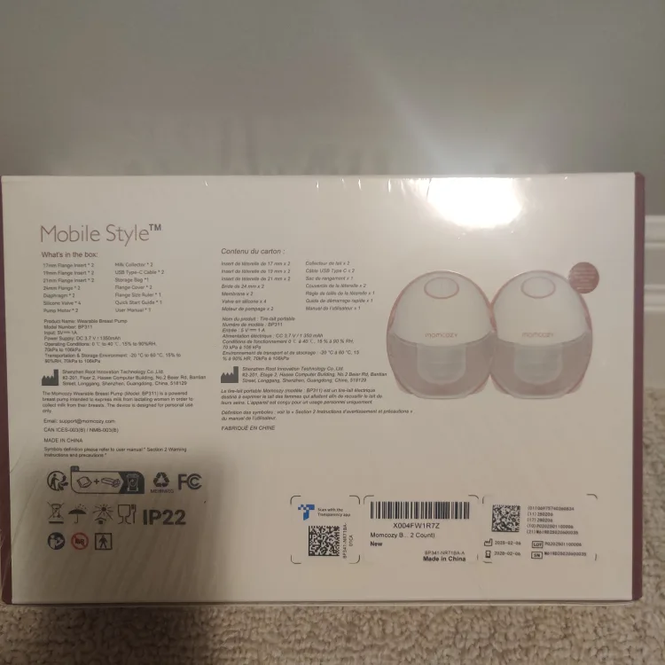 Momcozy Breast Pump Mobile Style M6, Double Flange, 24mm, Pink image indicator(2)