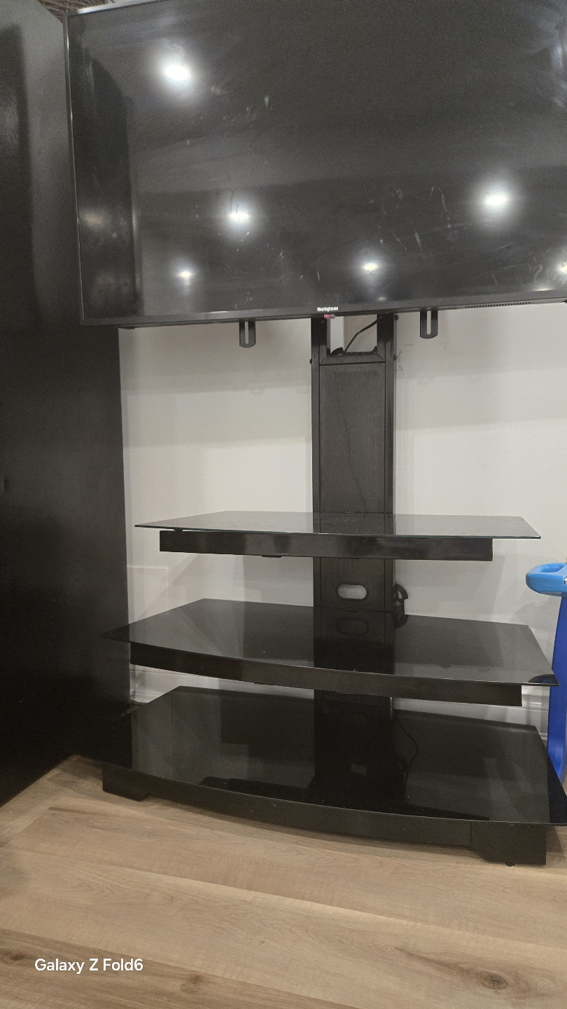 Black Glass TV Stand with Mount - photo 2