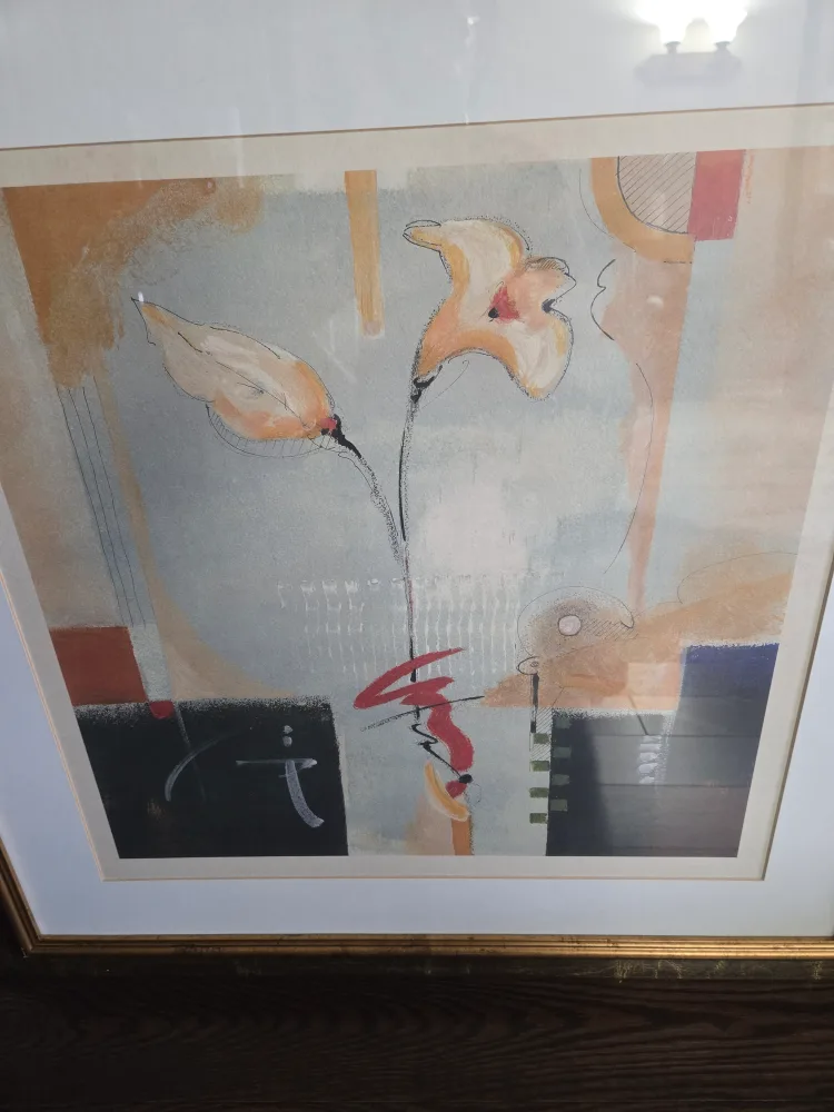 Framed Abstract Floral Artwork w/Glass image indicator(3)