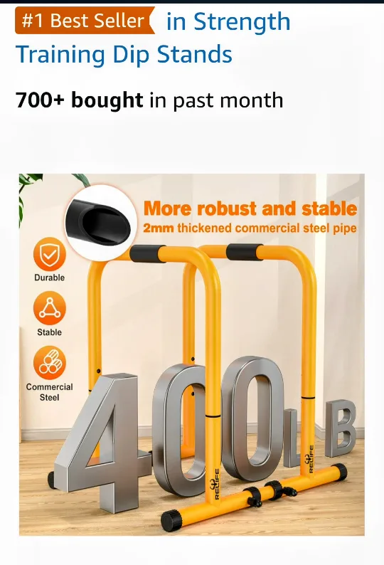 RELIFE Adjustable Dip Stand Parallel Bars for Home Gym Workout image indicator(4)