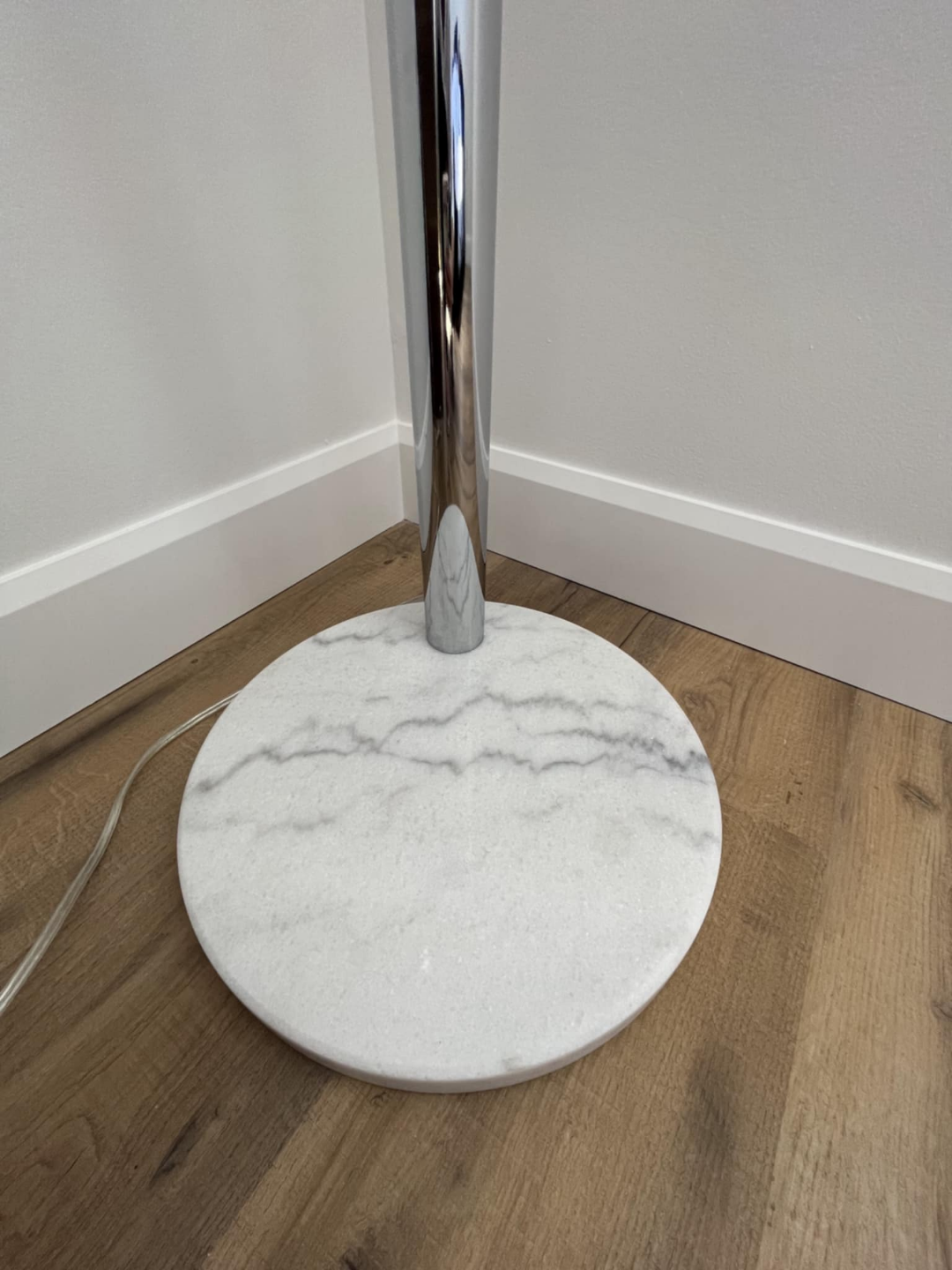 Modern Chrome Floor Lamp with Marble Base - photo 2