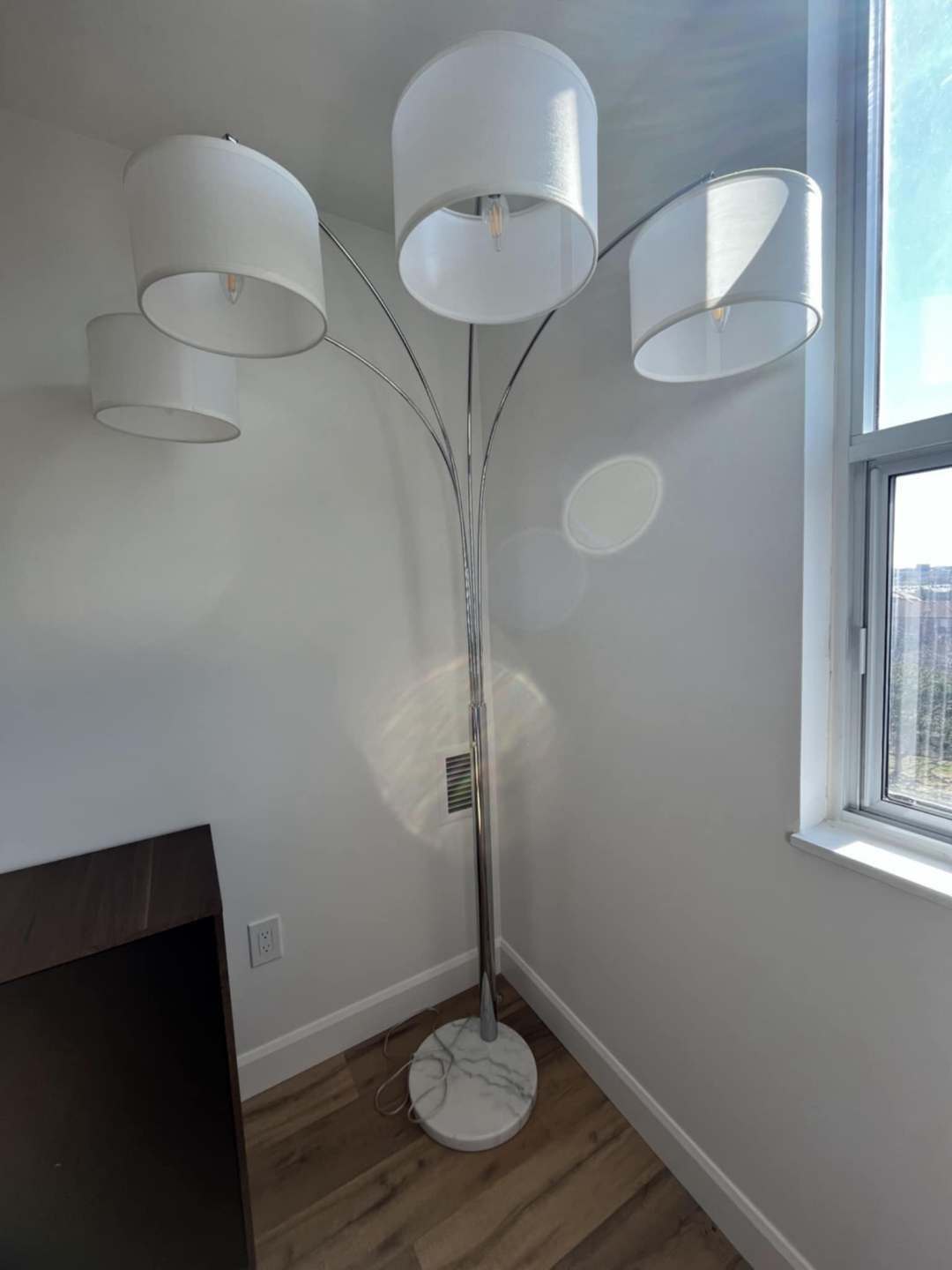 Modern Chrome Floor Lamp with Marble Base