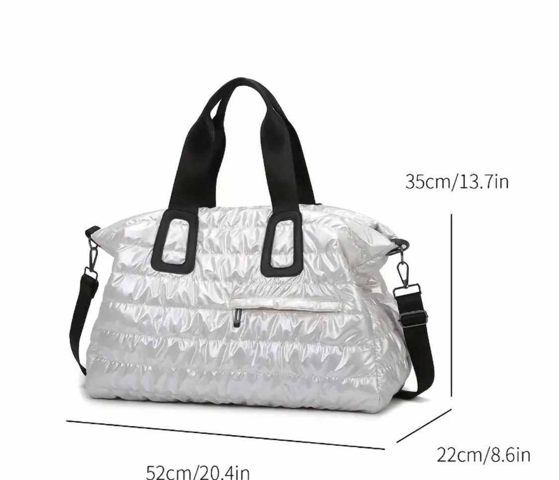 Silver Puffer Travel Duffle Bag - photo 2