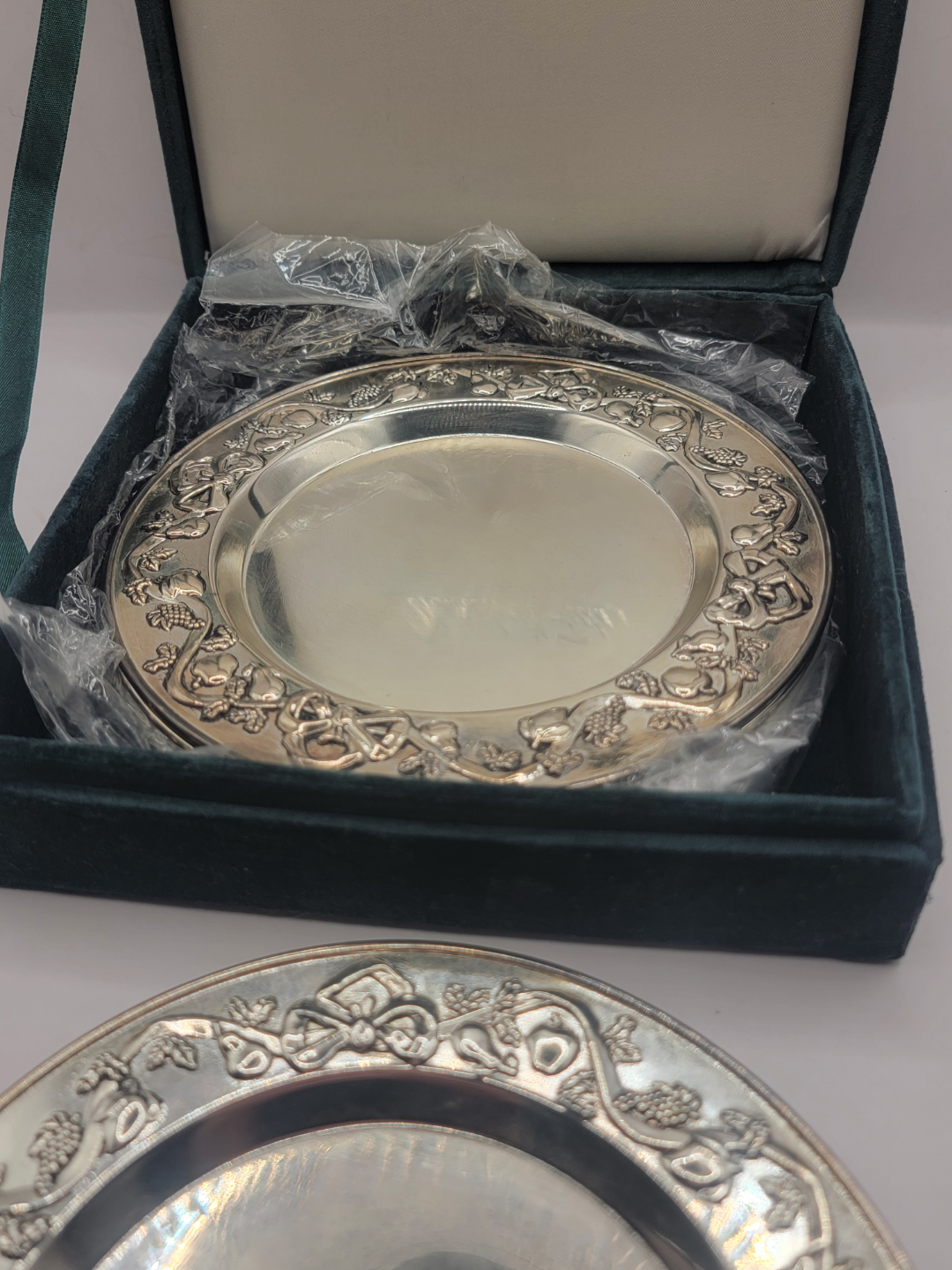 vintage Goldinger silver plated bottle coasters