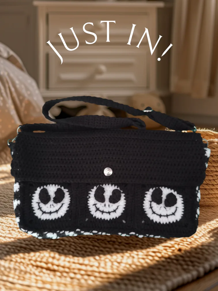 Handmade Jack Skellington Crochet Bag thumbnail