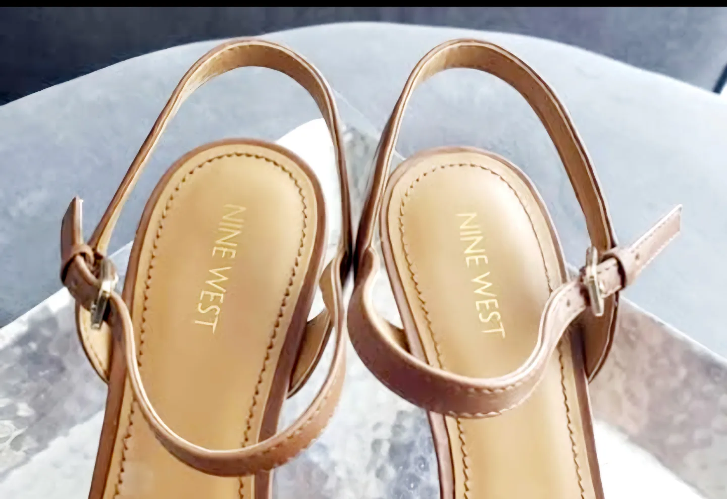 NEW Nine West Brown Woven Peep Toe Heels image indicator(8)