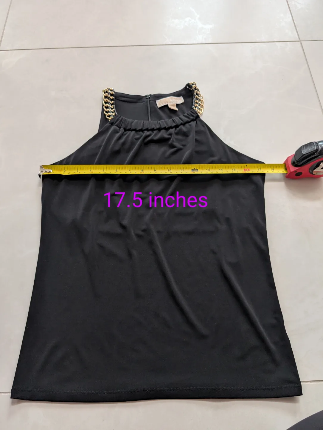 Michael Kors Black High Neck Tank Top with Gold Chain image indicator(8)