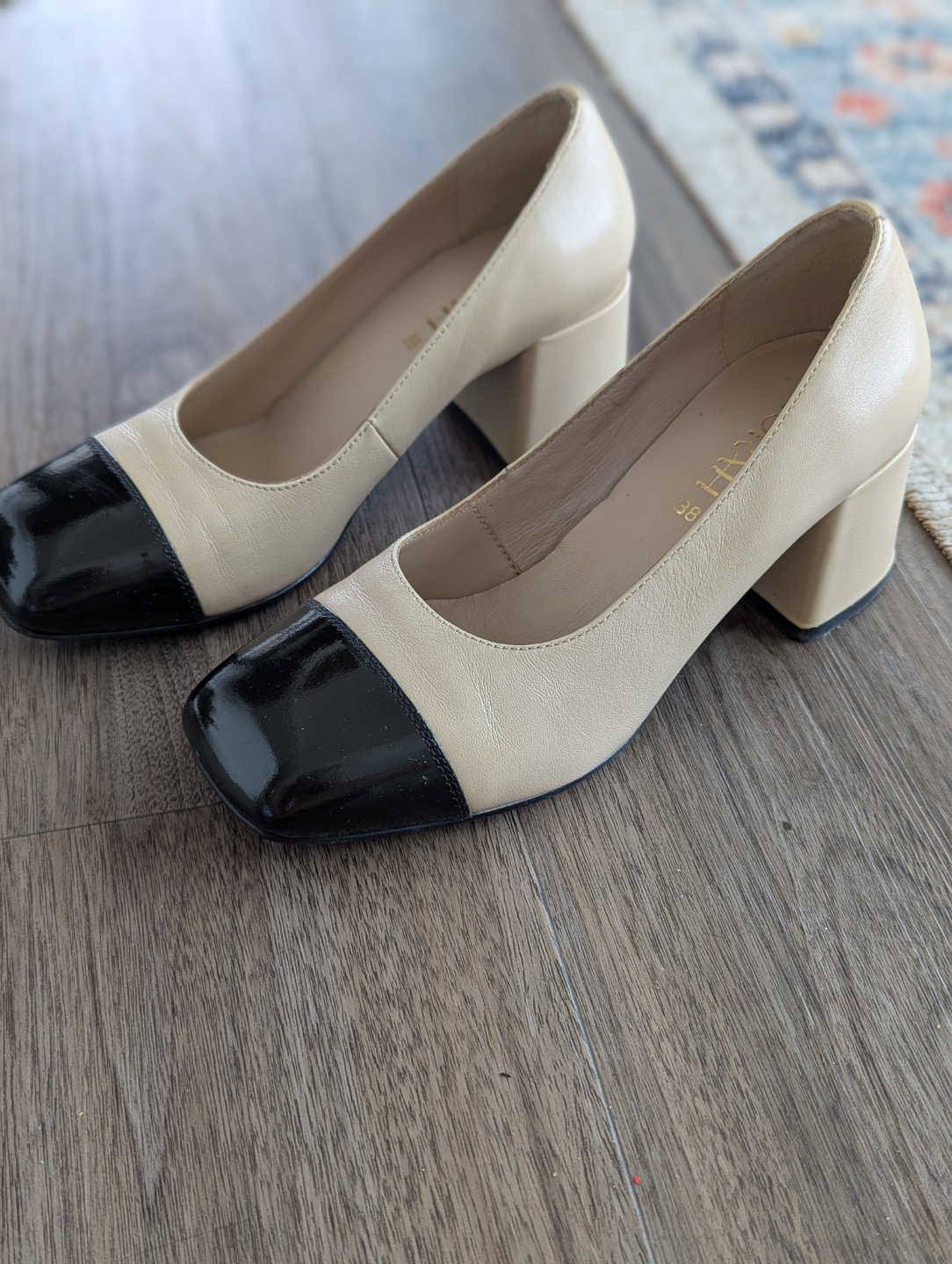 MIORAH Women's Beige and Black Heels - NEW, MOVE OUT SALE!