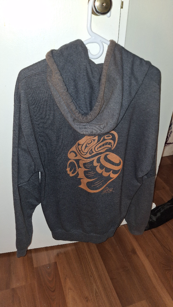 Grey Heavyweight Hoodie with Indigenous Design - photo 2