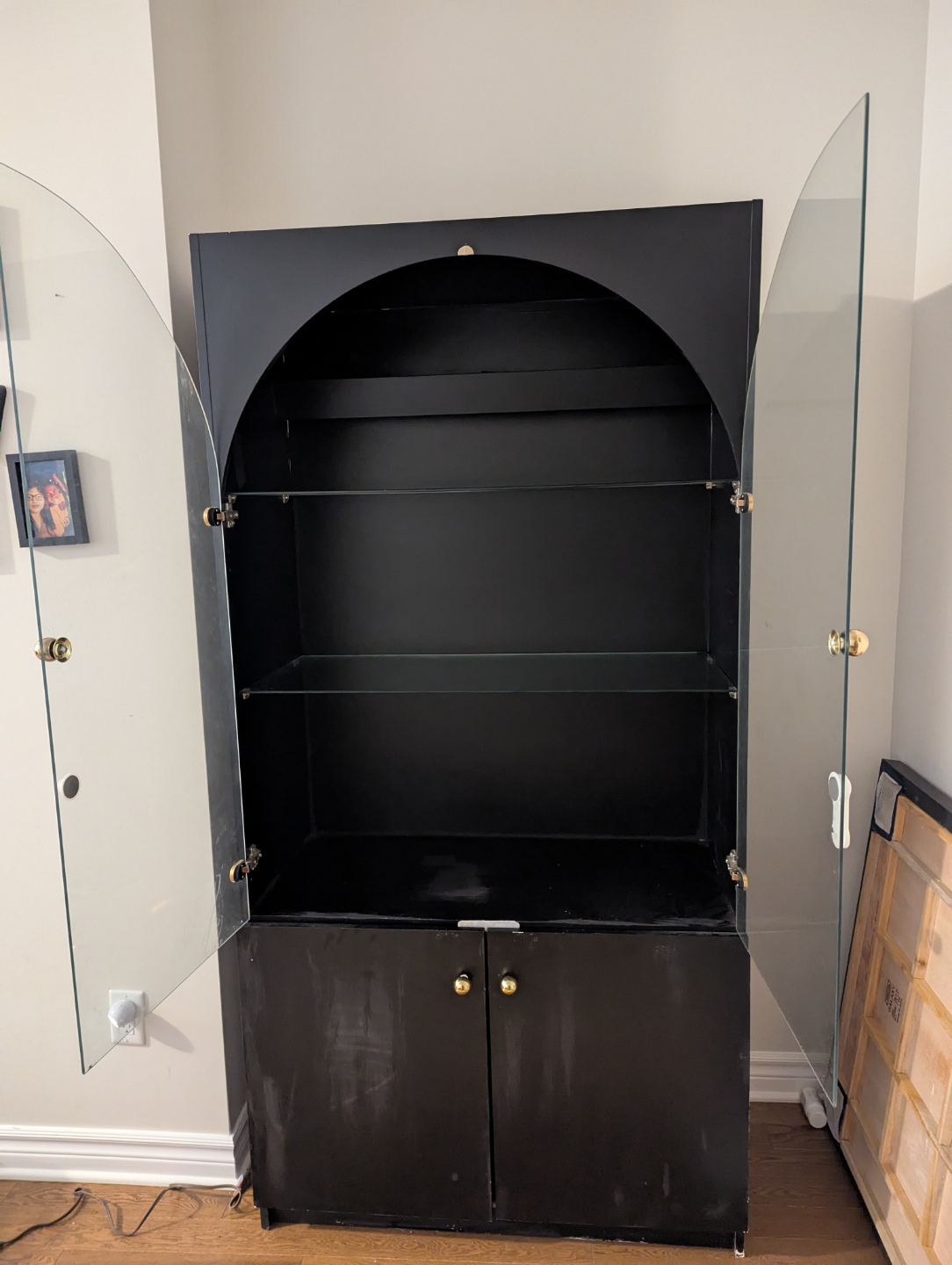 Black Curio Cabinet with Glass Doors - photo 2