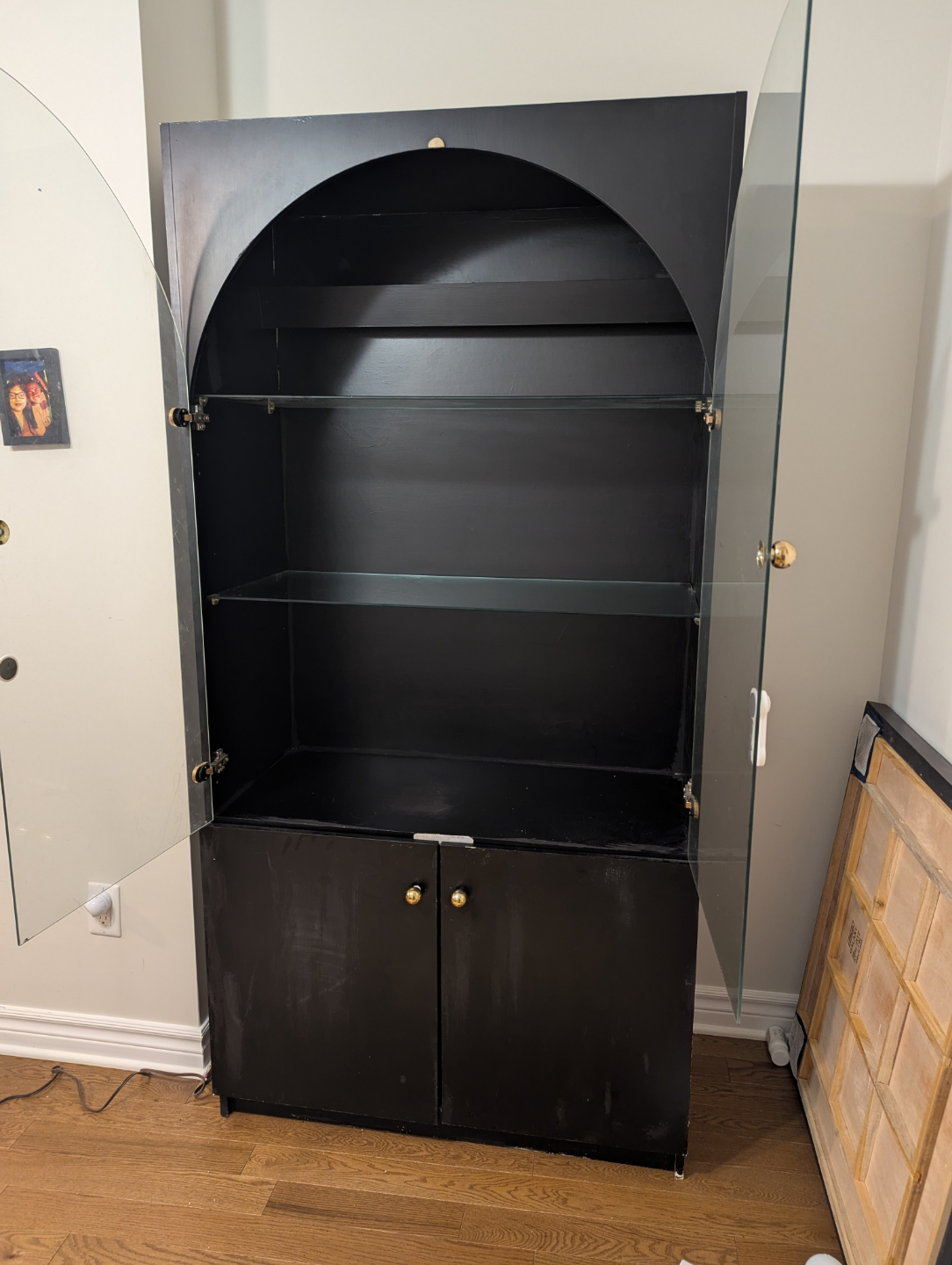 Black Curio Cabinet with Glass Doors - photo 3