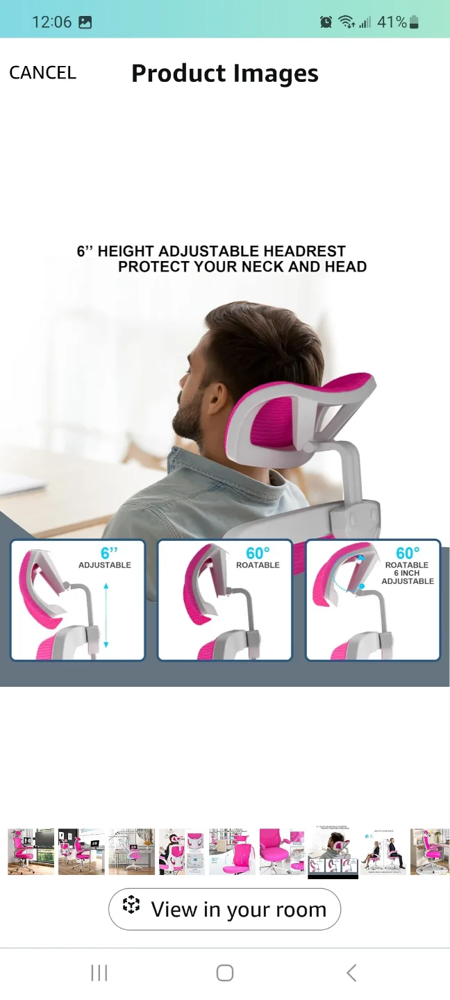 CYKOV Ergonomic Office Chair - Pink brand new image indicator(3)