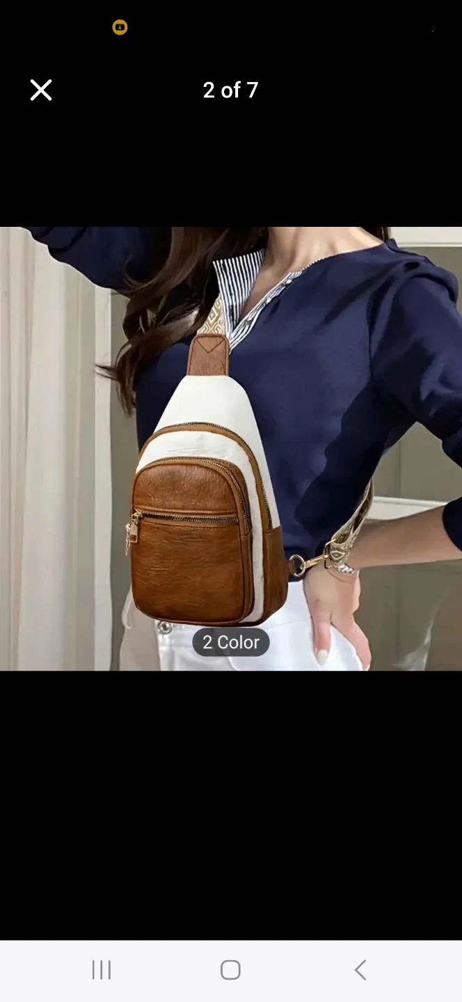 Brown and White Sling Bag thumbnail