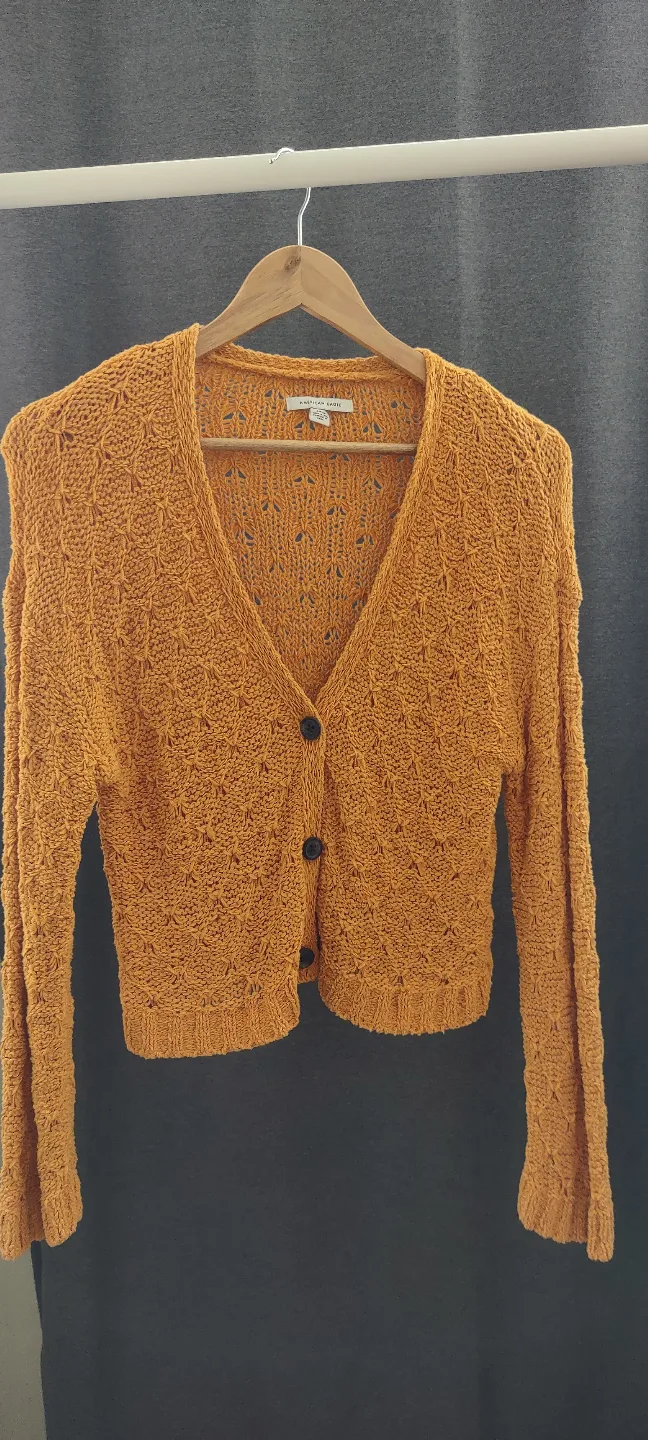 (NEW) American Eagle mustard Knit Cardigan image indicator(3)