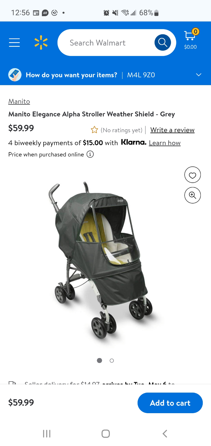 Manito Elegance Alpha Stroller Weather Shield - Grey