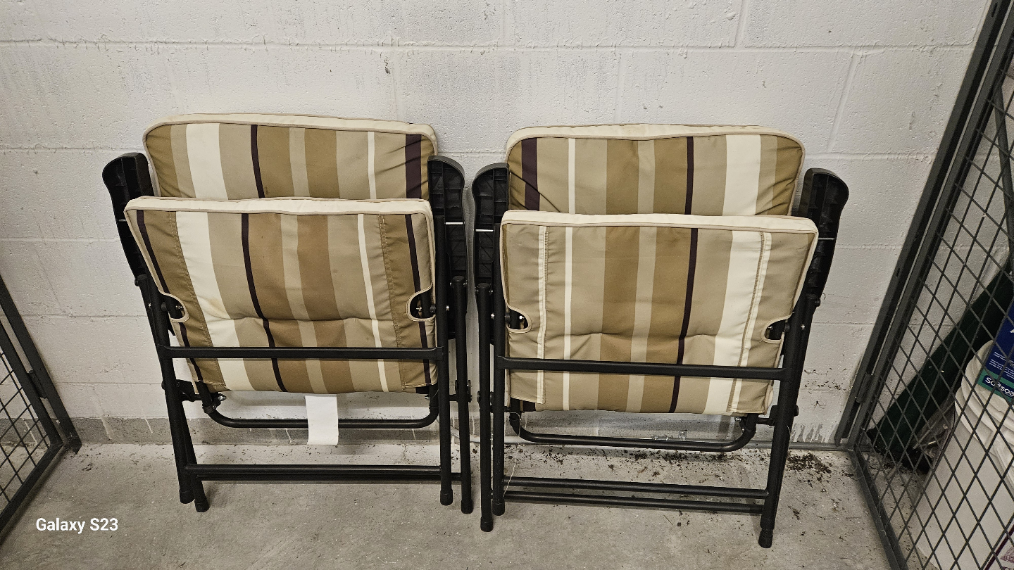 Pair of Folding Patio Chairs with Cushions - photo 4