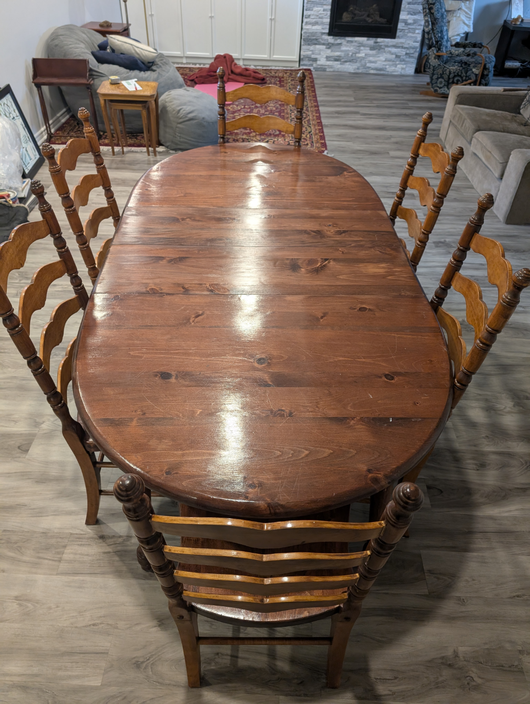 expandable wooden dining table with 6 chairs - photo 4