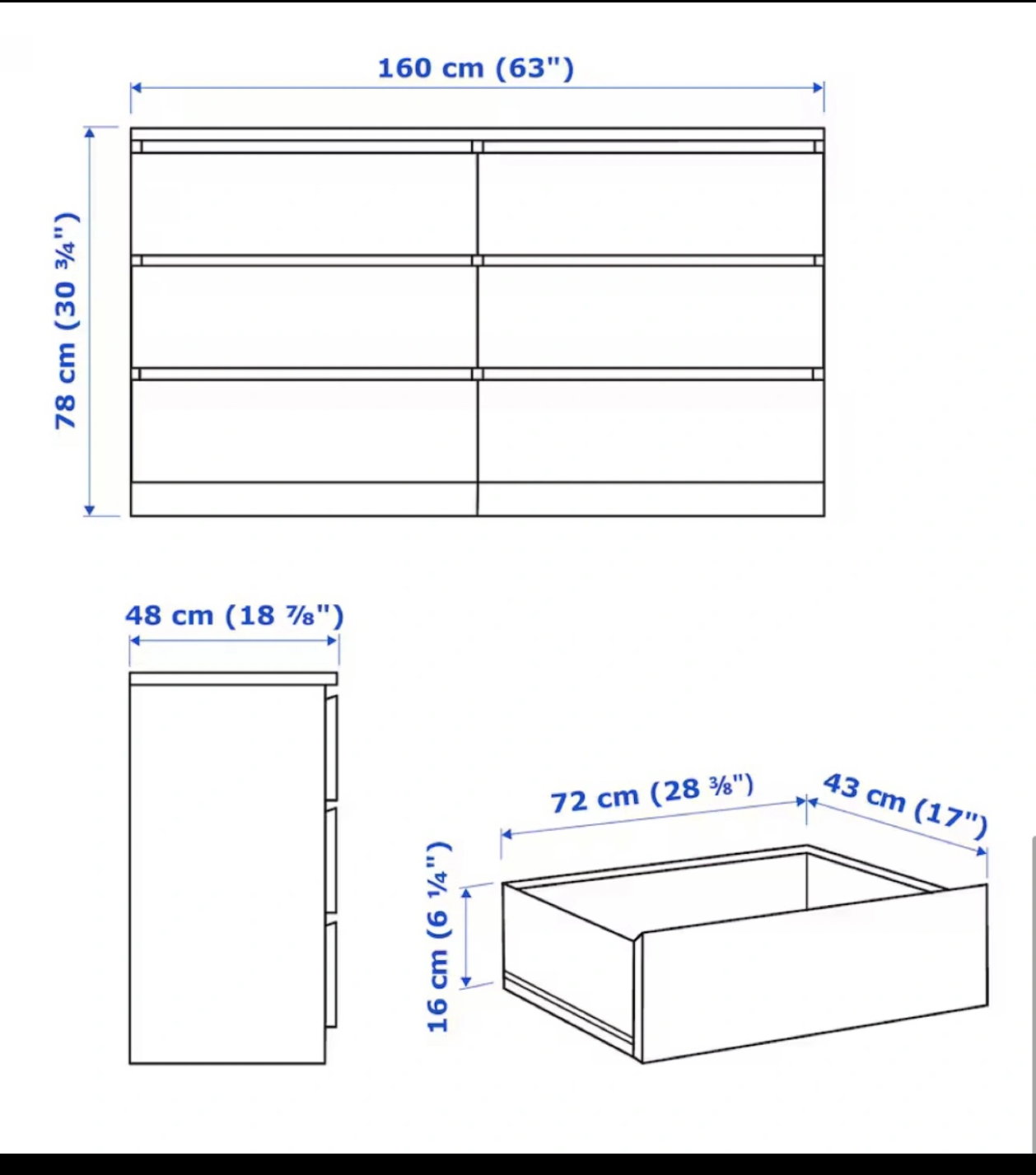 IKEA MALM 6-Drawer Dresser - White - photo 2