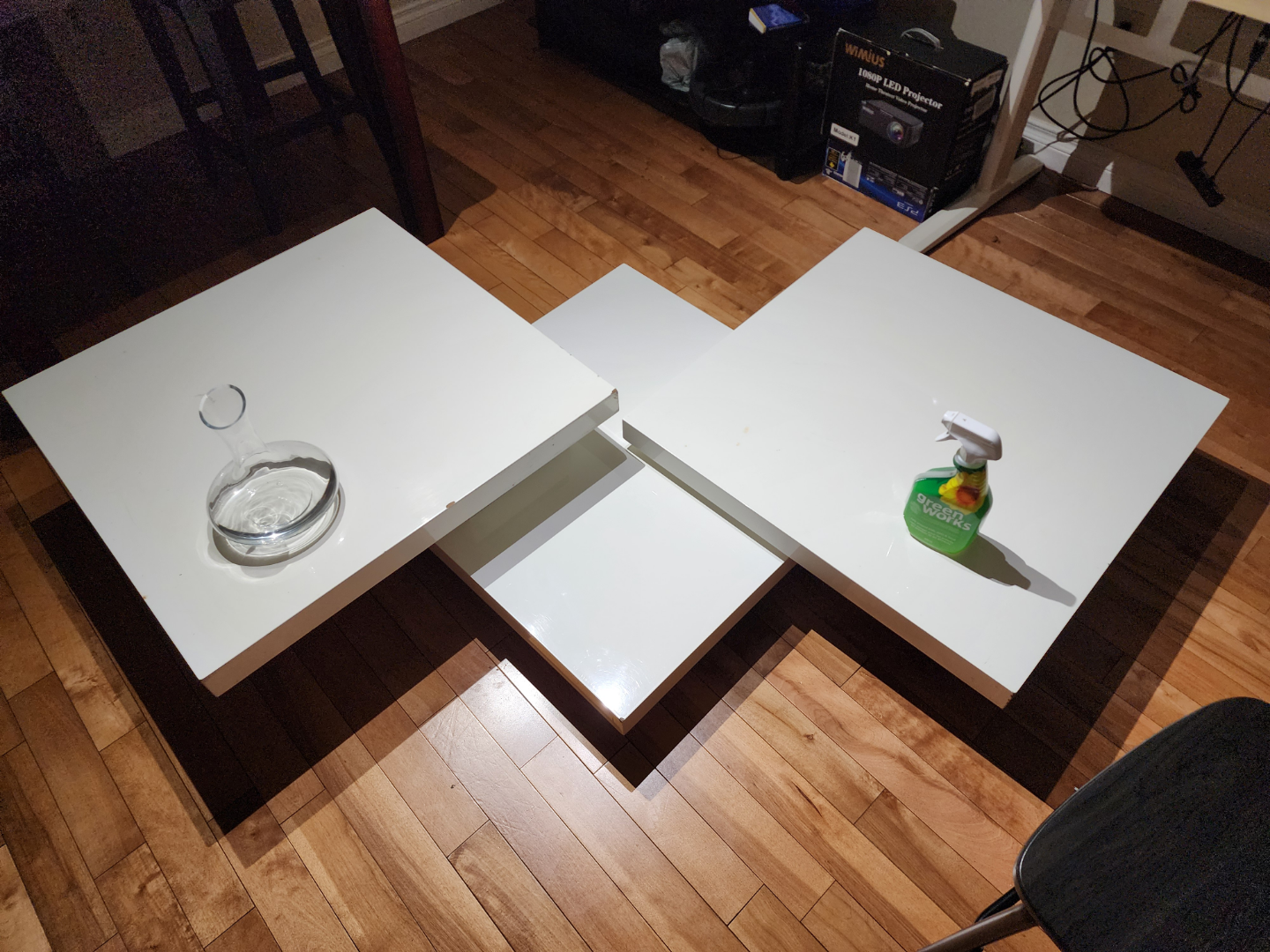 white rotating coffee table - photo 3