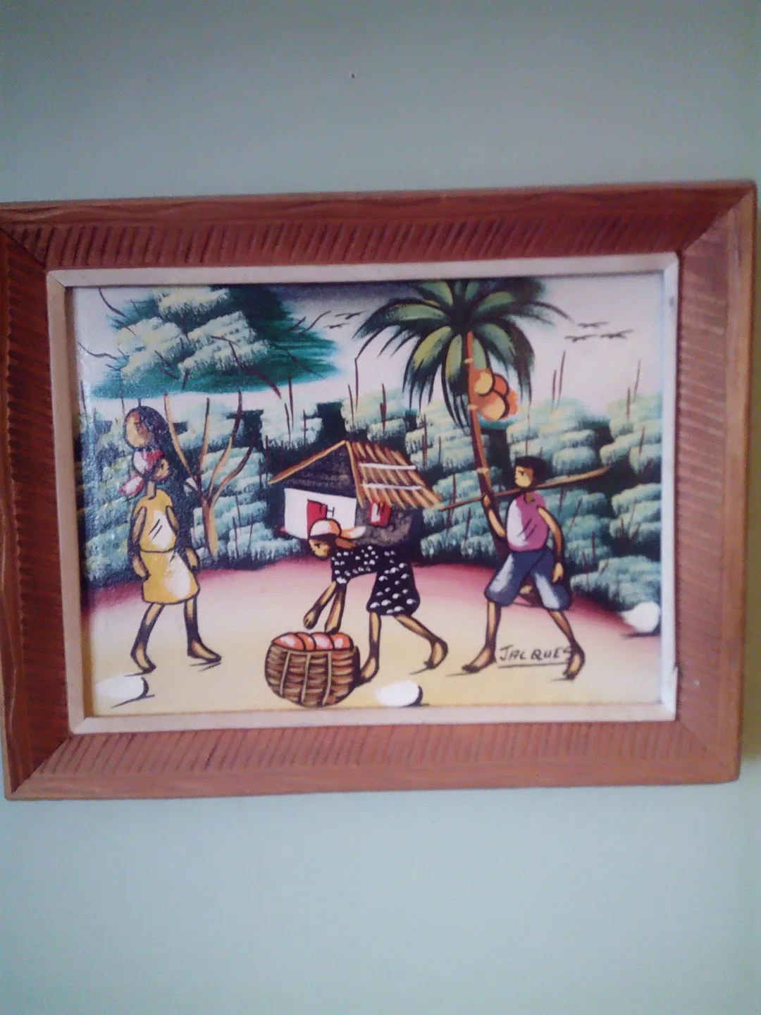 Framed Caribbean Folk Art Painting thumbnail