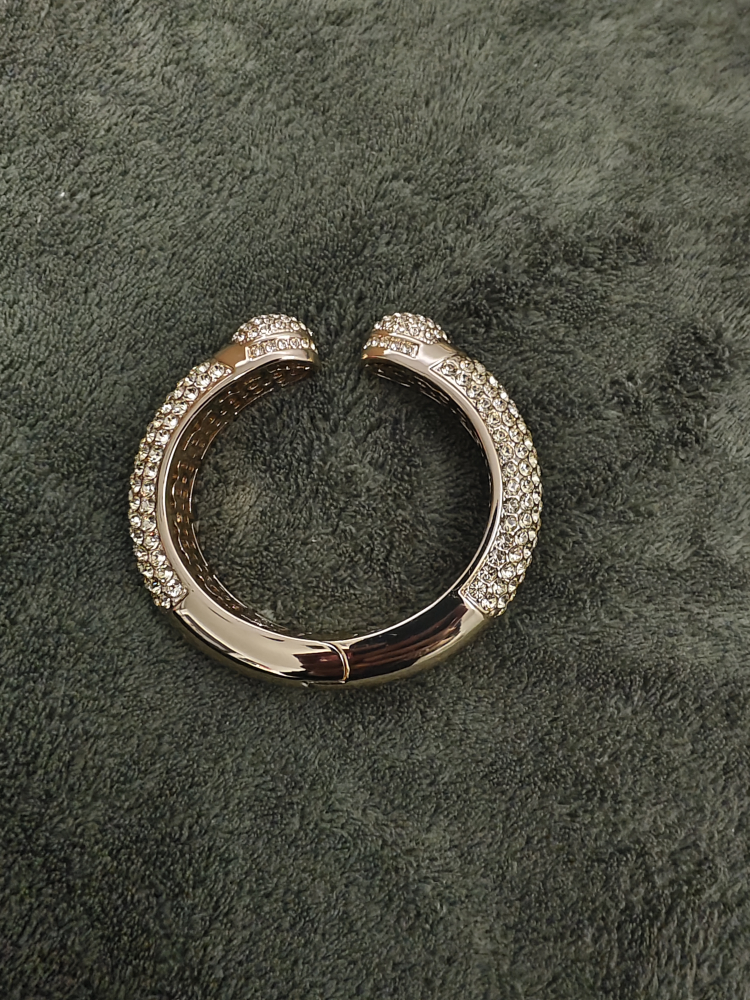 Gold-tone Crystal Hinged Cuff Bracelet