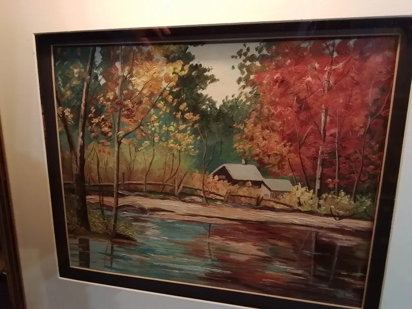 Framed Autumn Oil Landscape Painting image indicator(2)
