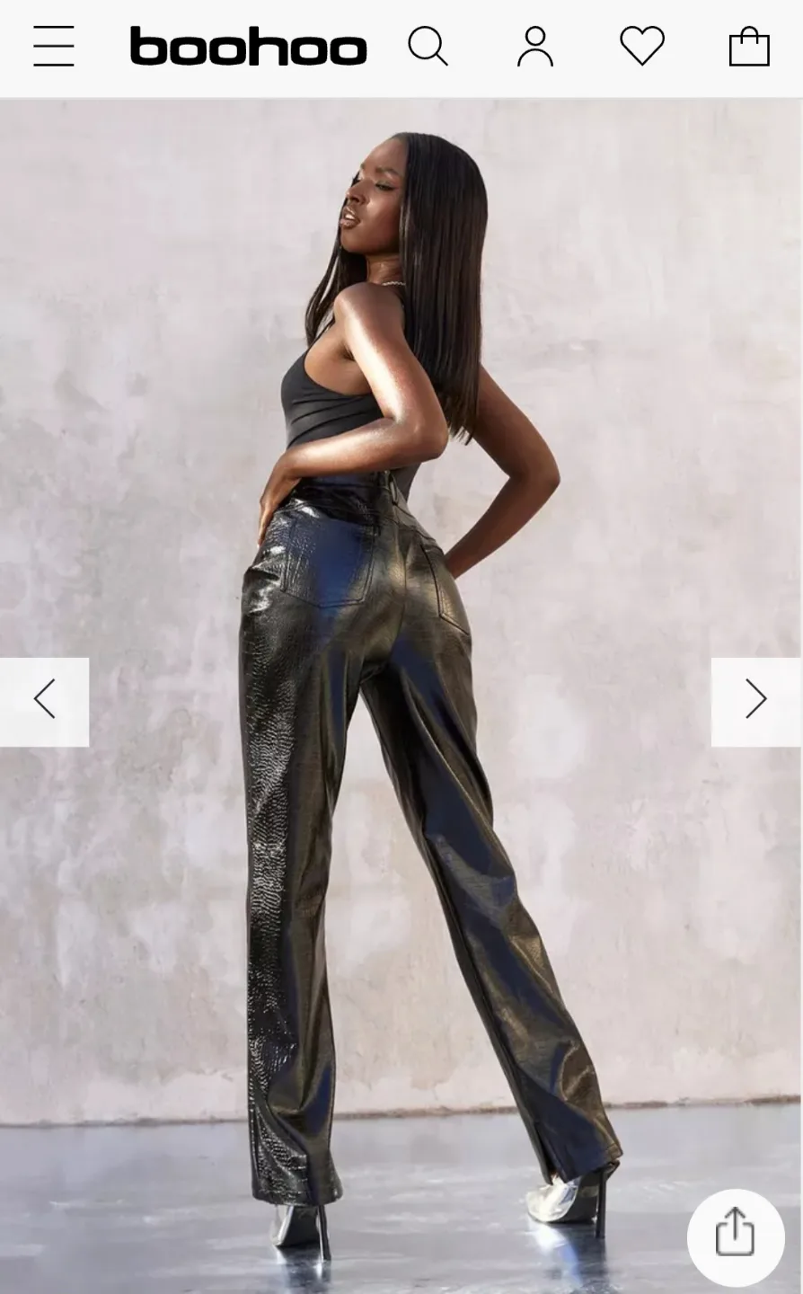 Boohoo Kourtney Kardashian Patent Croc Pants - Size 2 - Pink image indicator(3)