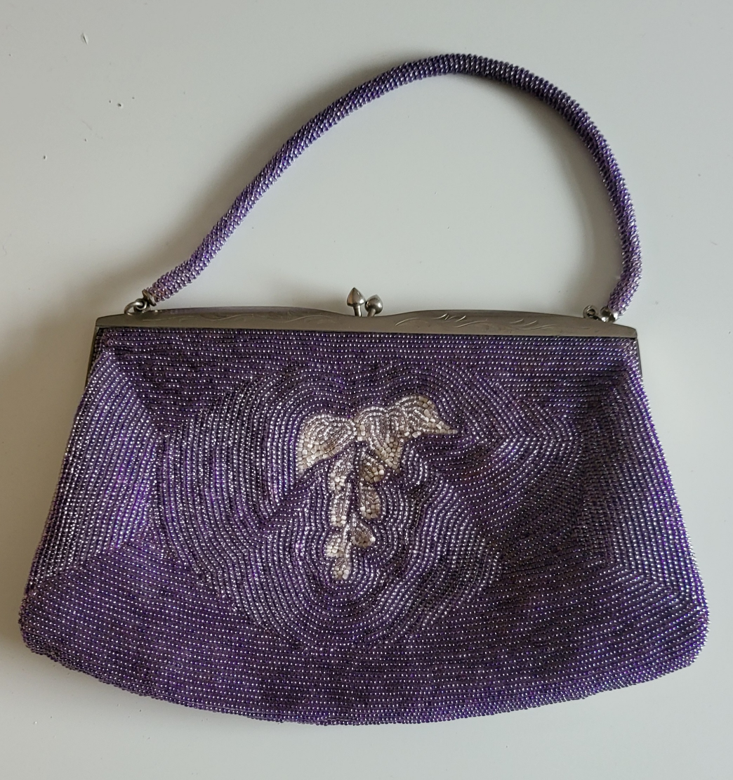 Vintage Beaded Evening Bag - Purple and Silver - photo 2