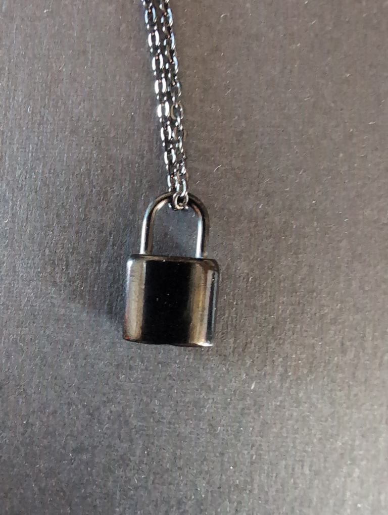 Black ash cremation Padlock Necklace💚