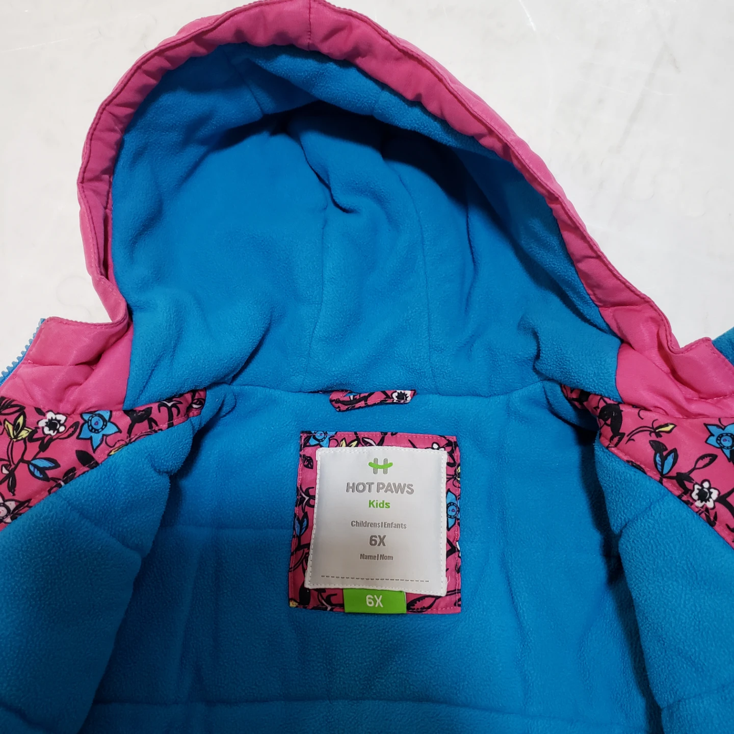 Hot Paws Kids 6X Pink Floral Winter Jacket size 6x - photo 2