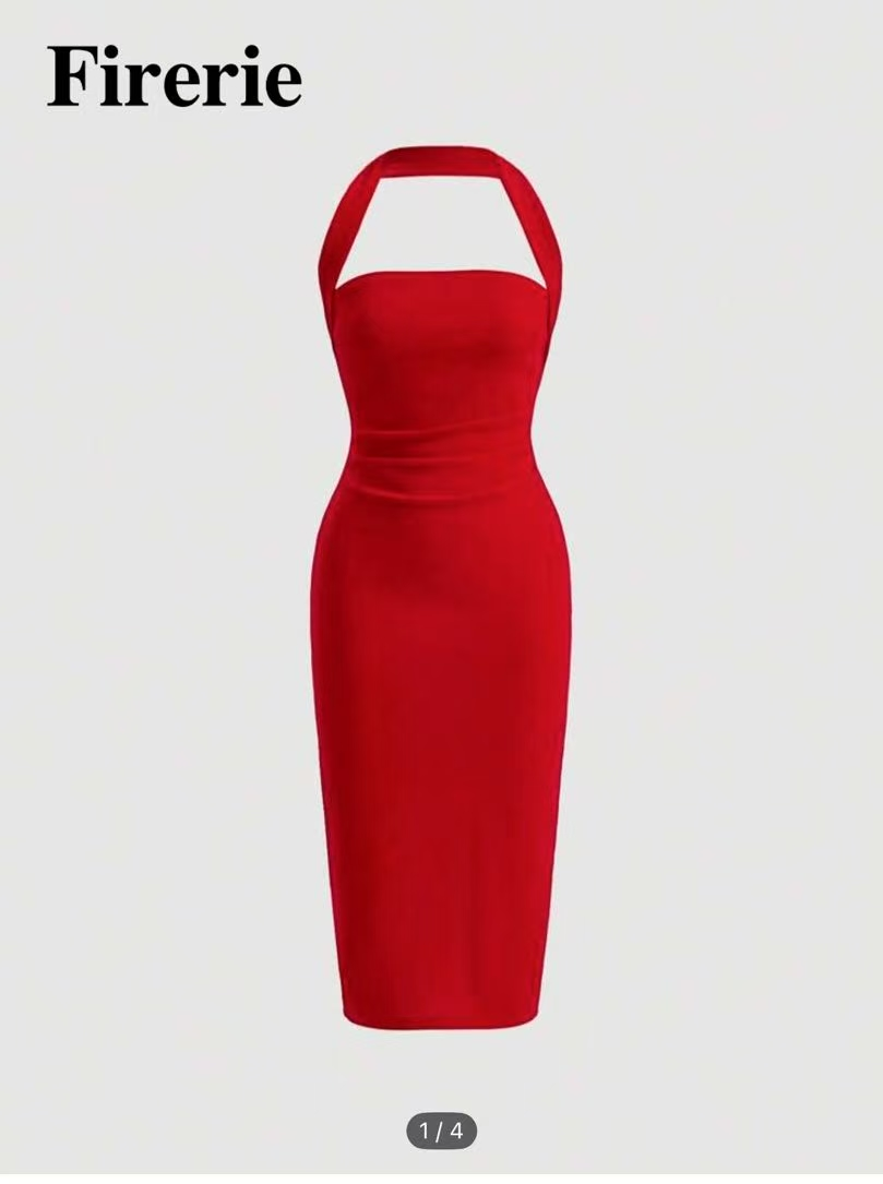 Firerie Halter Midi Dress - Black and Red - photo 2