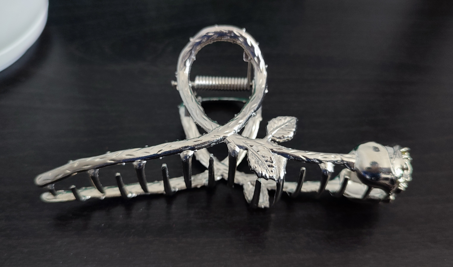 Silver Metal Rose Hair Claw Clip - photo 2